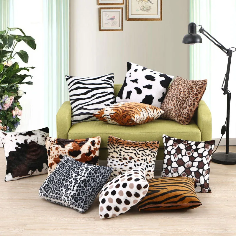 

1pcs Animal Leopard Print Pillow Case Soft Plush Throw Pillow Covers Cushion Cover For Sofa Bed Couch Home Decor