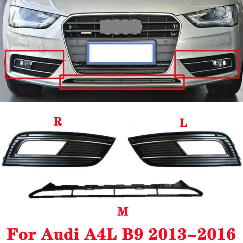 

Car Front Lower Bumper Fog Light Cover Fog Lamp Frame Grille For Audi A4L B9 2013 2014 2015 2016