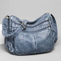 solid color soft womens shoulder bag 2022 vintage leather ladies crossbody bag for female trend messenger purse simple hobo bag