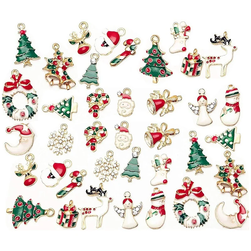 

38Pcs Christmas Pendant Charm Miniature For Necklace Bracelet Earring Jewelry Making DIY Craft Supplies Jewelry Gift