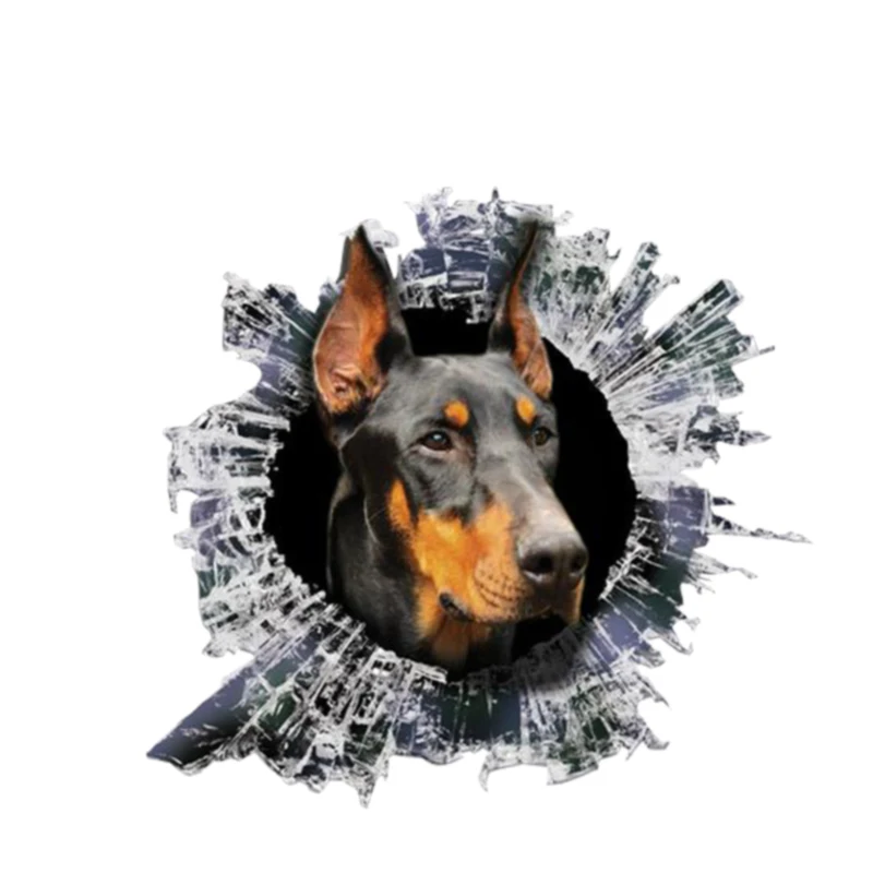 

13/17 cm 3D Doberman Window Decal Glass Slag Decal Reflective Stickers Waterproof Car Styling Animal Decals K63