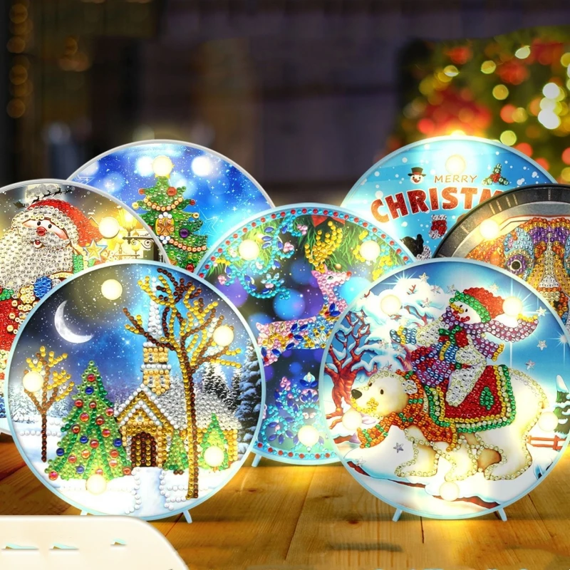 

New 5D DIY LED Lamp Light Snowman Special Shaped Diamond Painting Embroidery Night Lamp ChristmasTable Decoration Christmas Gift