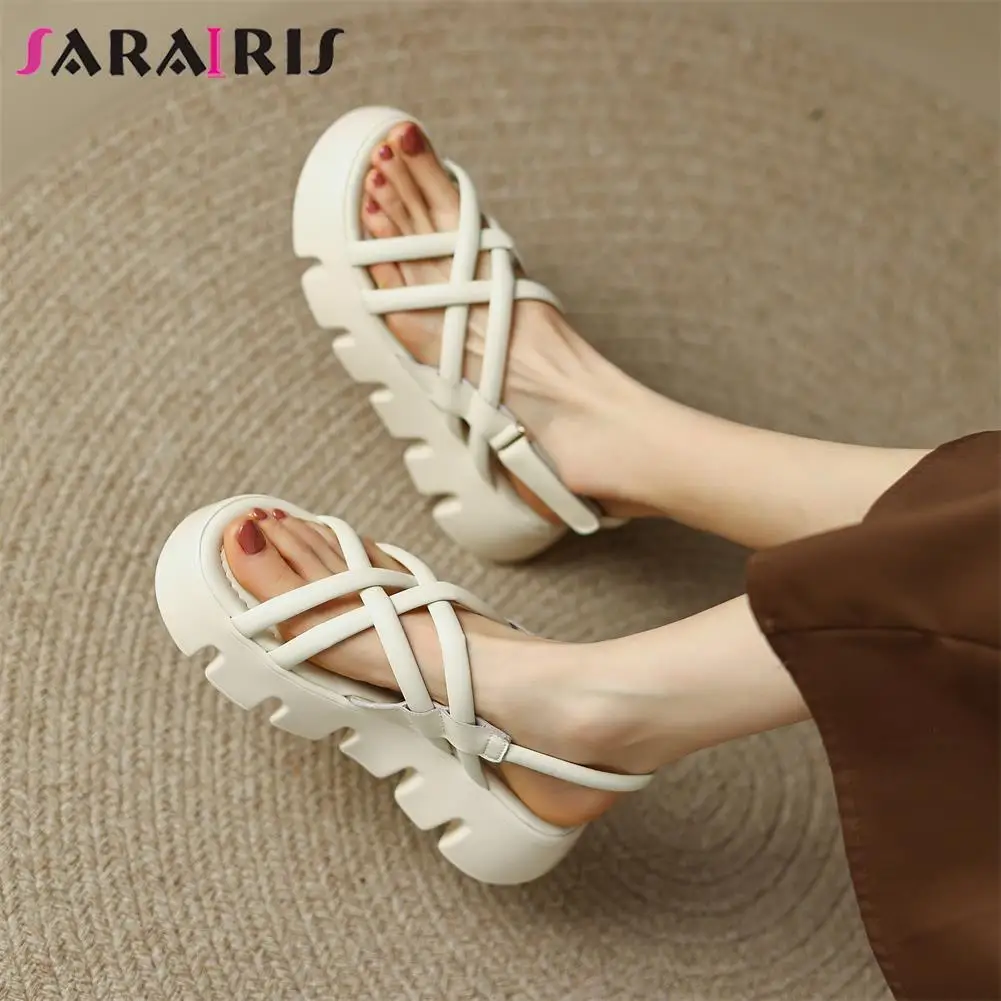 

Сандалии женские на платформе, натуральная кожа, толстая подошва, роскошная Повседневная пляжная обувь, лето 2022