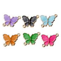 10pcslot colorful alloy butterfly charm pendant for diy earrings bracelet pendants jewelry making findings accessories