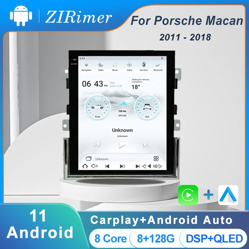 

ZIRimer 10.4" 8" Tesla Style Android 11 Car Radio For Porsche Macan 2011-2018 Auto DVD Multimedia Player GPS Navigation Stereo