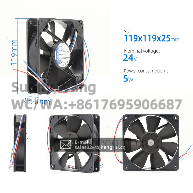 Фото ebmpapst 4414F/2 12 см 120*120*25 мм 24 В постоянного тока 5,0 Вт 2900 об/мин 100CFM 0,21A осевой охлаждающий вентилятор шарикоподшипника №2