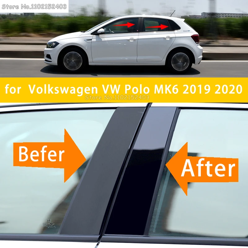 

8Pcs Polished Pillar Posts Fit Car Accessories Window Trim Cover BC Column Sticker For Volkswagen VW Polo MK6 2019 2020