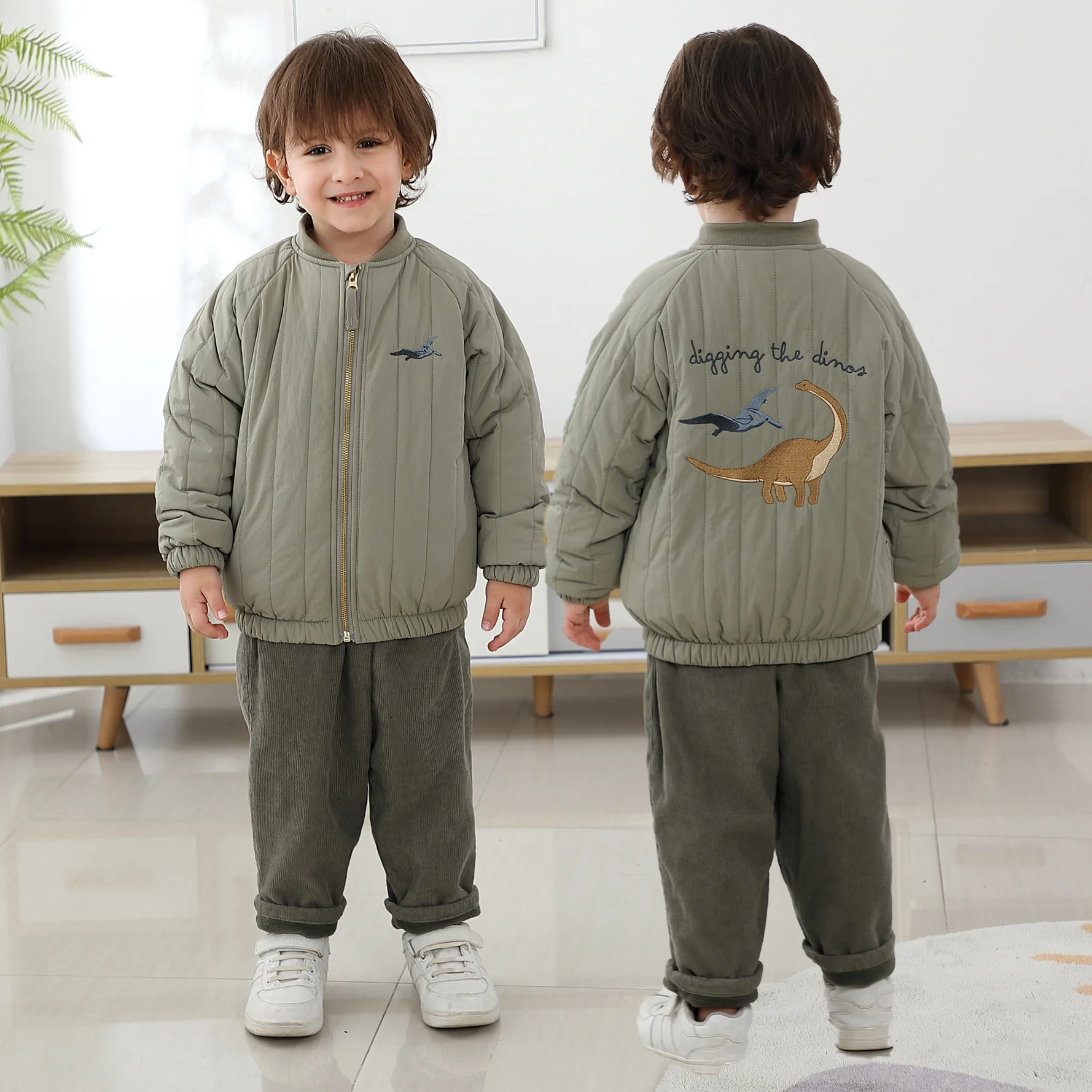 

2022 autumn and winter new ins wind KS flight suit cotton jacket children's cotton jacket Cashmere Fleece Jacket coats