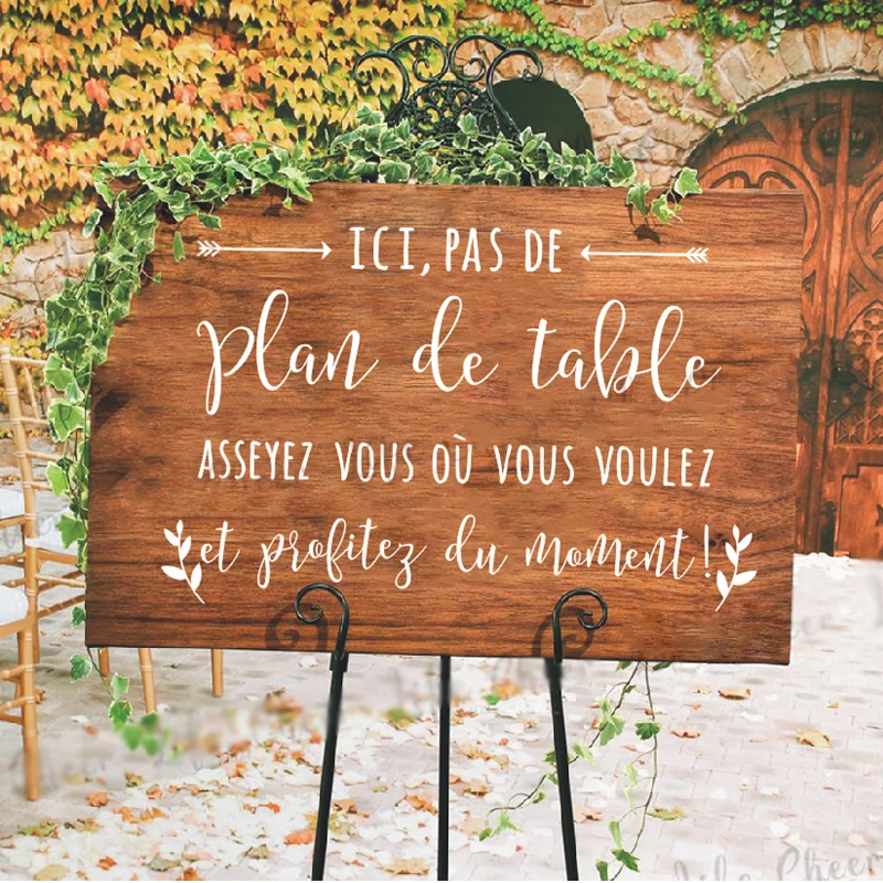 

French Style Wedding Stickers Plan De Table Wall Decor Text Wall Stickers Wedding Board Sticker Vinyl Mural Home Decoration