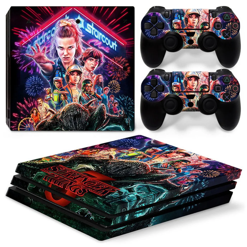 

For PS4 Pro Stranger Things PVC Skin Vinyl Sticker Decal Cover Console DualSense Controllers Dustproof Protective Sticker
