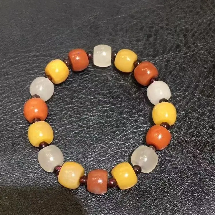 

Natural Colorful Jade Elastic Bead Bracelet Women Healing Jewelry Gemstone Bangle Real Chinese Golden Silk Jades Amulet Bracelet