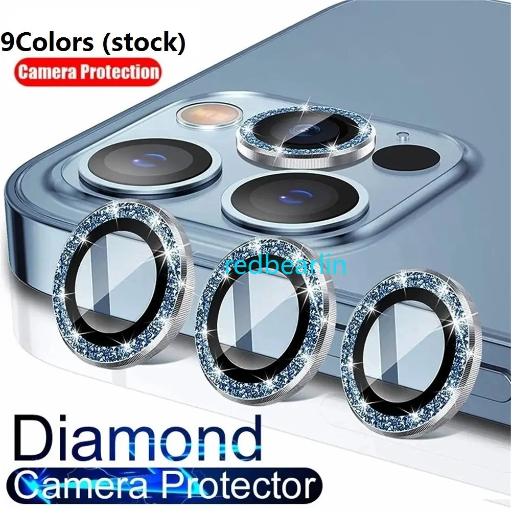 100set Luxury Glitter Bling Camera Lens Protector For iPhone 11 12 13 mini 14 pro max Back Camera Glass Protect Sticker Cap