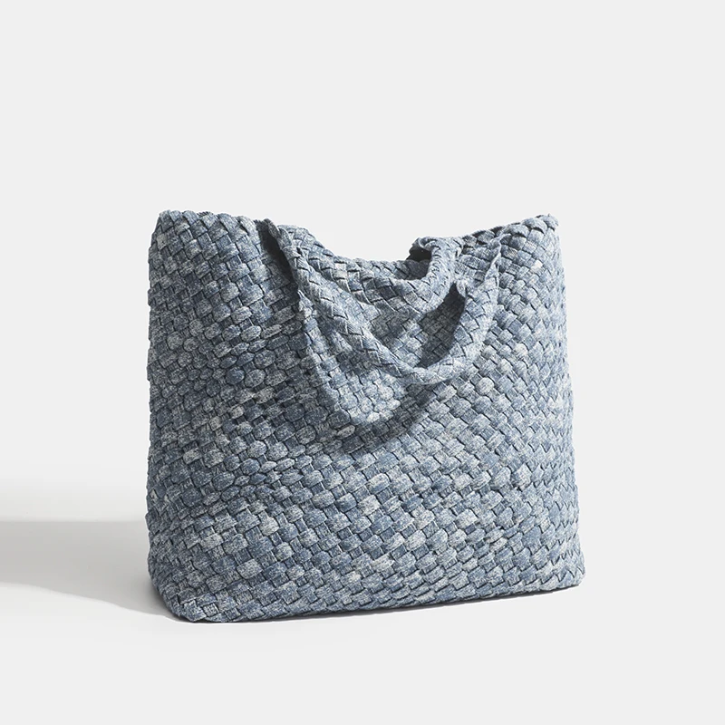 Ручная плетеная красивая сумка из потертого денима Повседневная через плечо