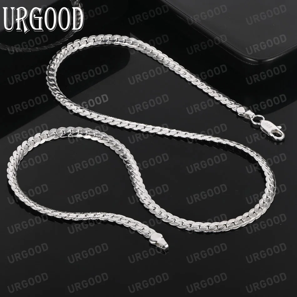 Ожерелье-цепочка из серебра 925 пробы для женщин и мужчин 16/18/20/22/24 дюймов