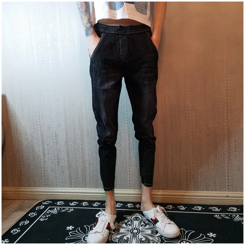 

Wholesale 2022 Social Spirit Guy Korean Slim Trousers Man's Trousers Small Leg Teenager Ankle Length Pants Denim Jeans For Men