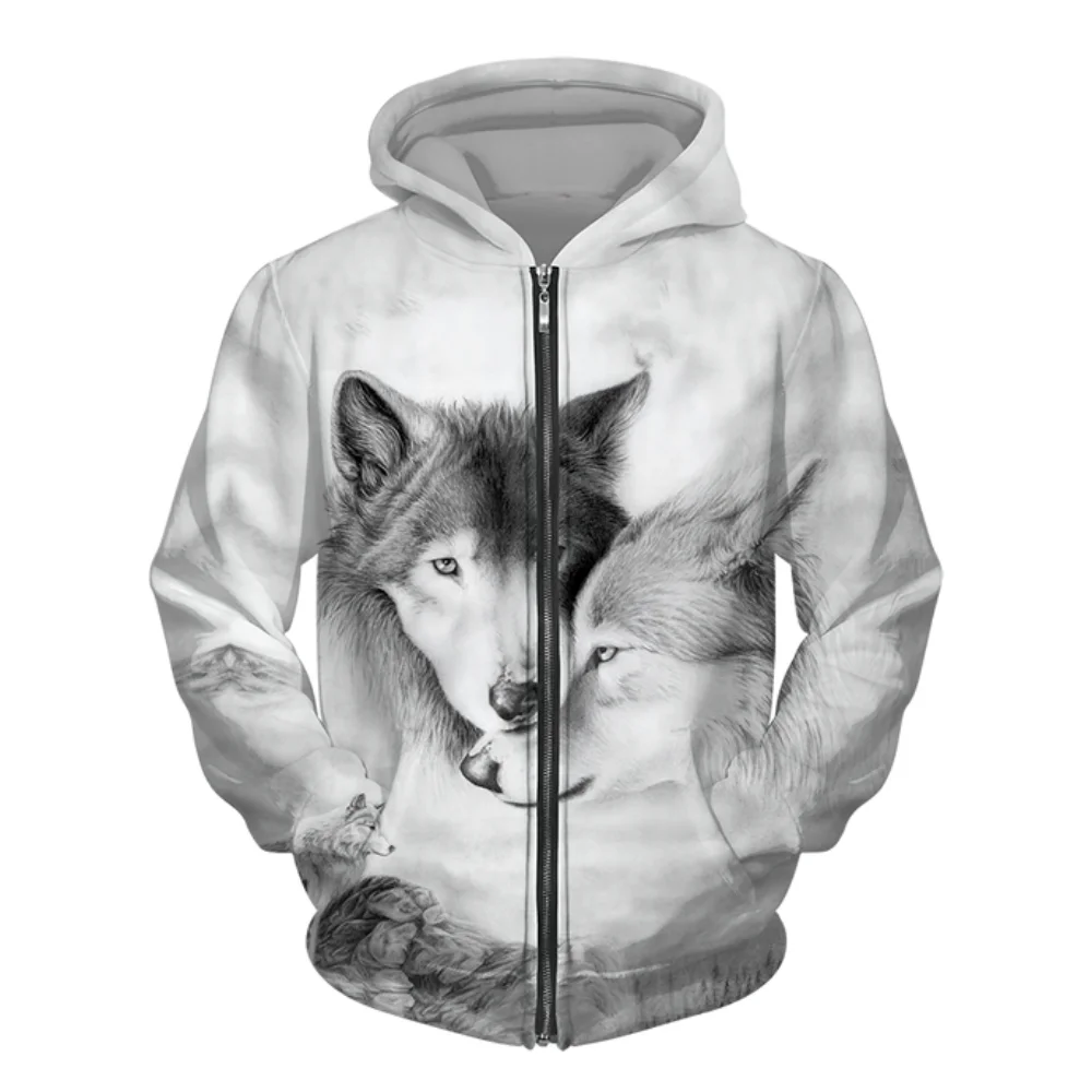 Moletom de lobo estampado em 3D masculino moda feminina moletons lazer hip hop jaqueta Harajuku casaco solto prima