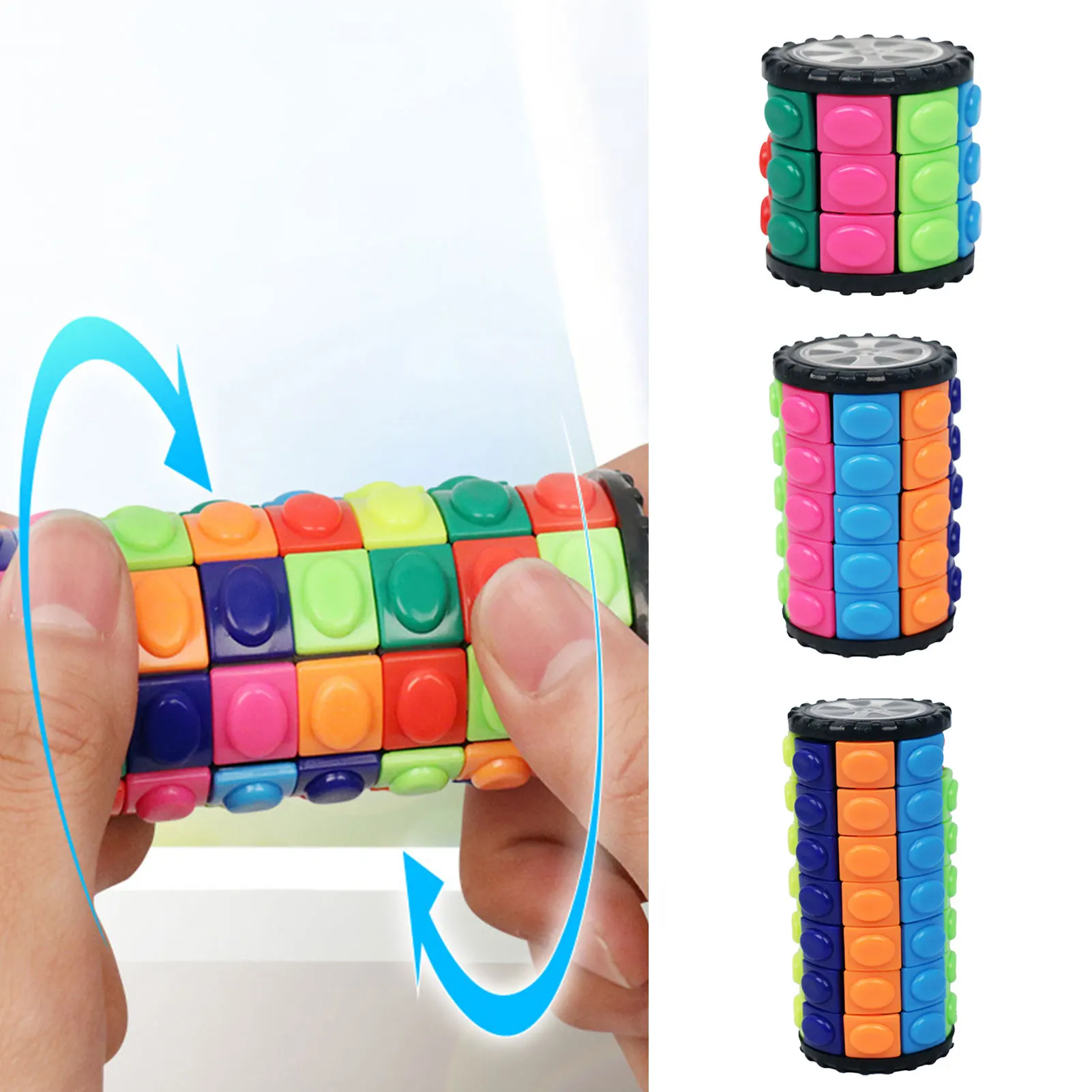 

3D Rotate Slide Cylinder Magic Cube Colorful Babylon Tower Stress Relief Cube Kids Puzzle Toys For Children Adults Charmingly