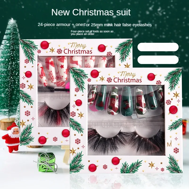 

New Christmas Wear Armor False Eyelashes Set Mink Eyelashes European and American Holiday Makeup Limited False Eyelashes