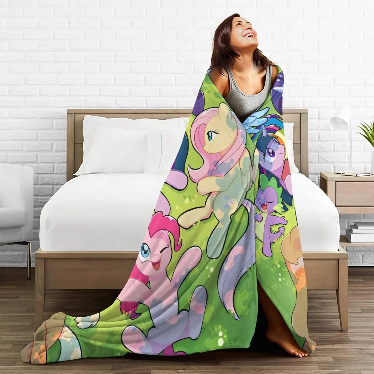 My Little Pony Cartoon Anime Blanket Warm Soft Funny Plush Throw For Bedroom Airplane Travel Flannel Bedspread Bed Cover