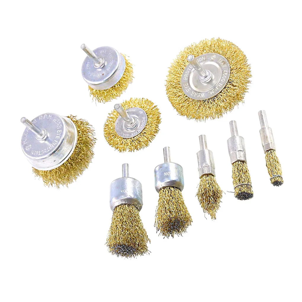 

9pcs Wire Brush Wheel Polishing Grinding Rust Burr Removing Steel Wire Brush Cup Wheel Kit