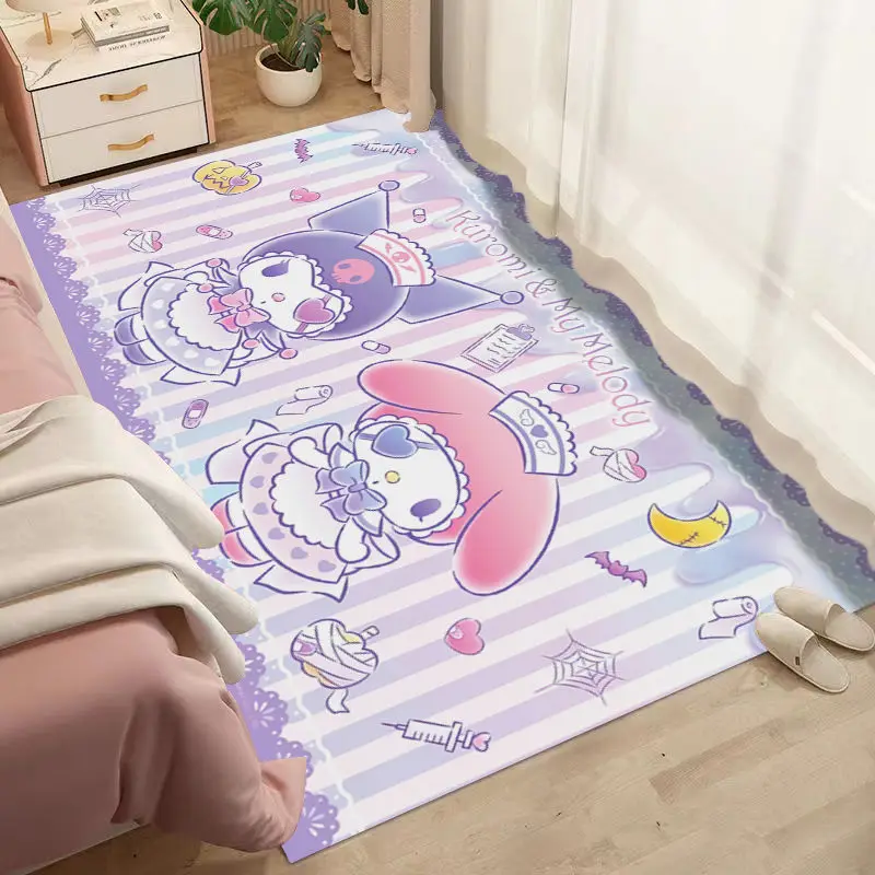 Дешево Красивый ковер Kuromi Hello Kitty и Cinnamoroll, мультяшное прикроватное одеяло, коврик Kuromi Melody для девушек, маска для лица
