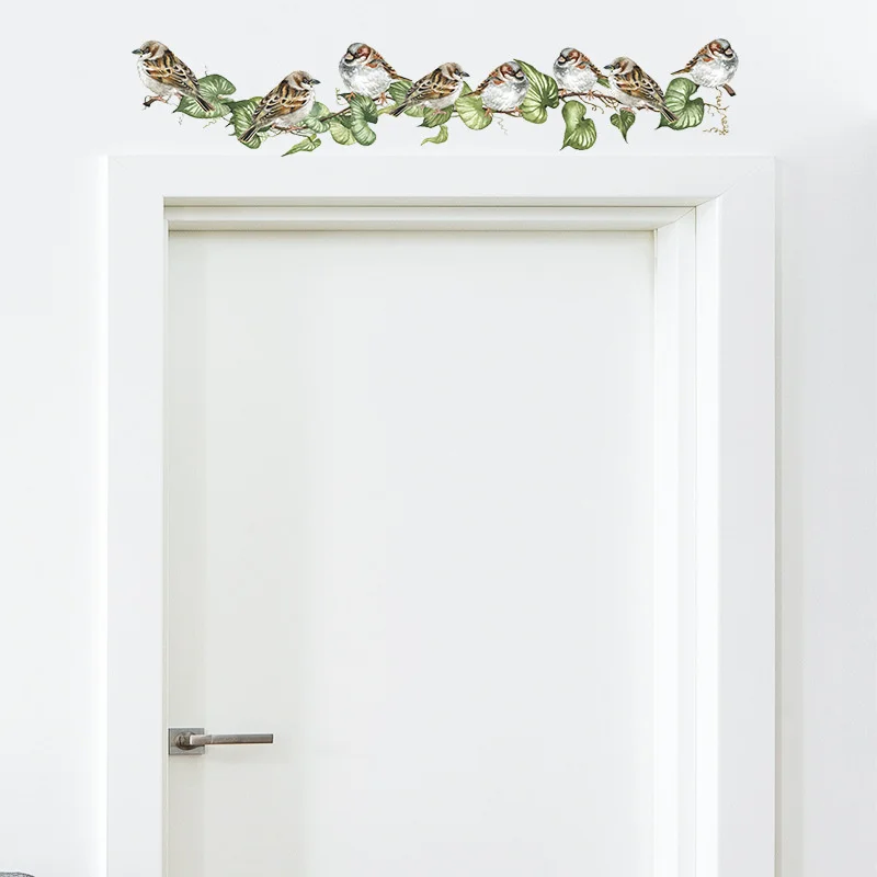 

New Fresh Pastoral Branch Bird Decorative Wall Paste Bedroom Wardrobe Door Porch DIY Home Decoration Wallpaper Self-adhesive