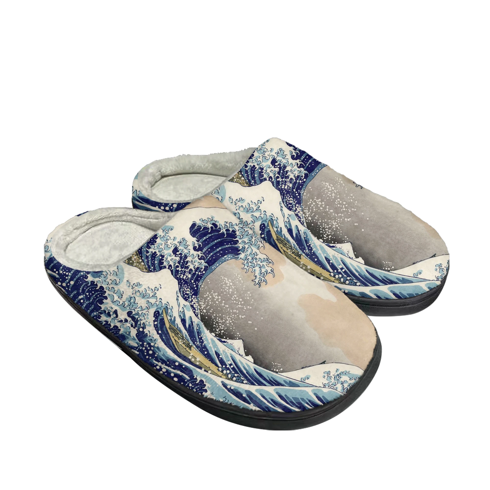 

Art The Great Wave off Kanagawa Home Cotton Custom Slippers Mens Womens Sandals Plush Casual Keep Warm Shoes Thermal Slipper