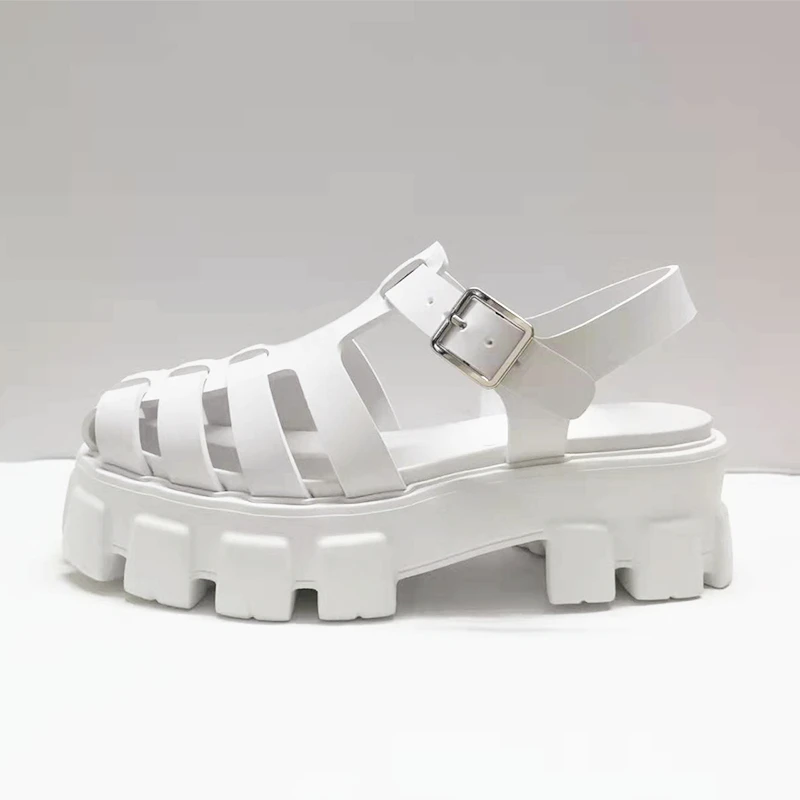 

2022 Summer New Thick Bottom Sandals Women Platform Height Increasing Round Toe Leisude Sandals Female Beach Shoes