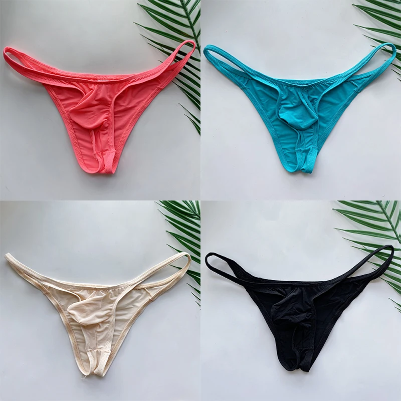 

New Brand Men's Underwear Ultra-thin Ice Silk Male Briefs Sexy Transparent Low Waist Seamless Men's Solid Color Bikini Briefs