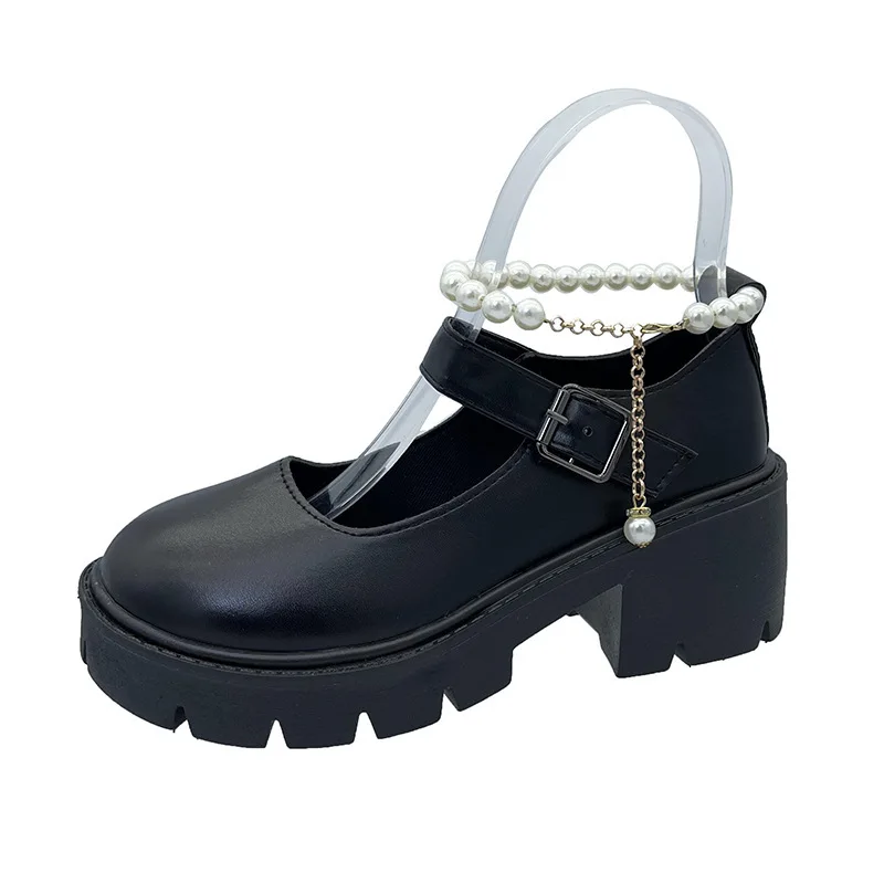 

Женские Туфли Мэри Джейн, кожаная женская обувь на платформе, Униформа, ретро туфли на толстом каблуке в британском стиле, 2022