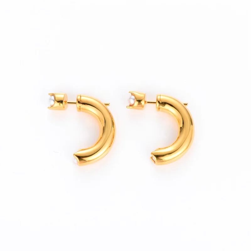 

French Niche Design Pearl C-Shaped Half Ring Earrings Simple Ins Style Sweet Cool Girl Fashion All-Match Jewelry Accessories