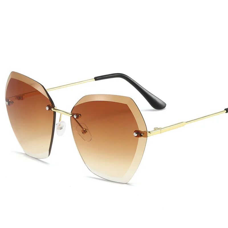 

2022 солнцезащитные очки без оправы женские брендовые дизайнерские безрамочные многоугольные Солнцезащитные очки женские Модные Винтажные зеркальные линзы