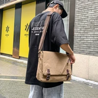 college style canvas mens bag fashion mens work bag leisure single shoulder messenger bag large capacity postman bag