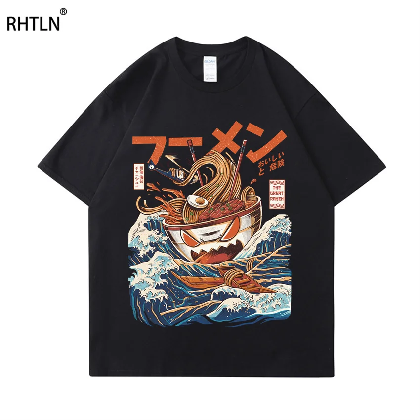 

Japanese Harajuku T-Shirt Men 2022 Summer Hip Hop T Shirts Noodle Ship Cartoon Streetwear Tshirts Short Sleeve Casual Top Cotton