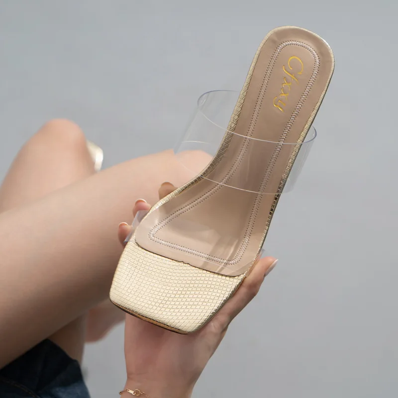 

2023 Clear Heels Slippers Women Sandals Summer Shoes Lady Transparent PVC High Pumps Wedding Jelly Buty Damskie High Heels