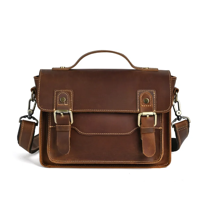 New Vintage Real Leather Messenger Bag For High Quality Shoulder Bag Business Travel Crossbody Bags Sling Bag Retro