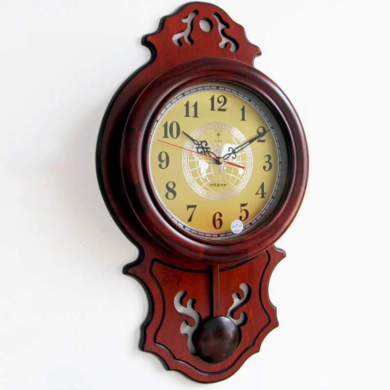 Настенные часы из массива дерева тихие в стиле ретро Креативные Круглые домашние