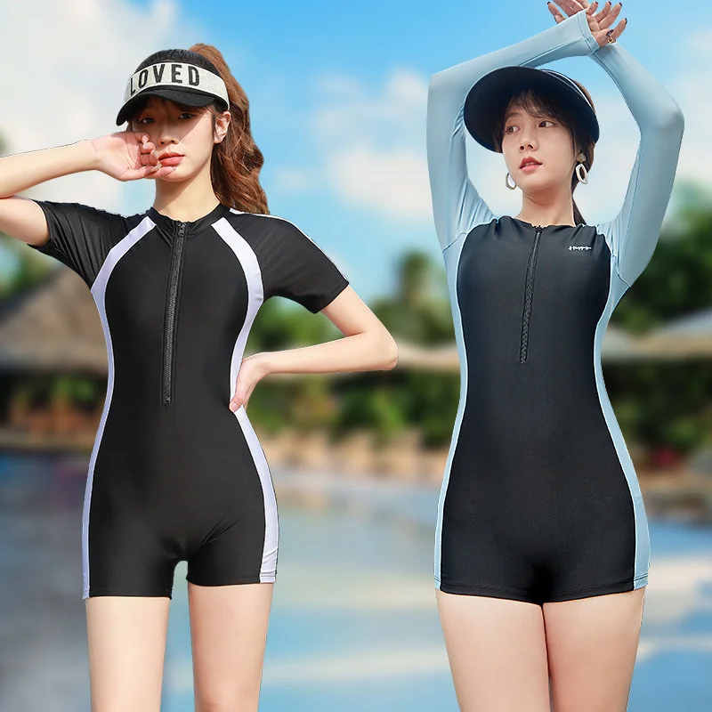 

2022 New Sports One-piece Racing Swimsuit Women's Conservative Belly Covering Quick Dry Hot Spring Beach Swimsuit Fashion Wear