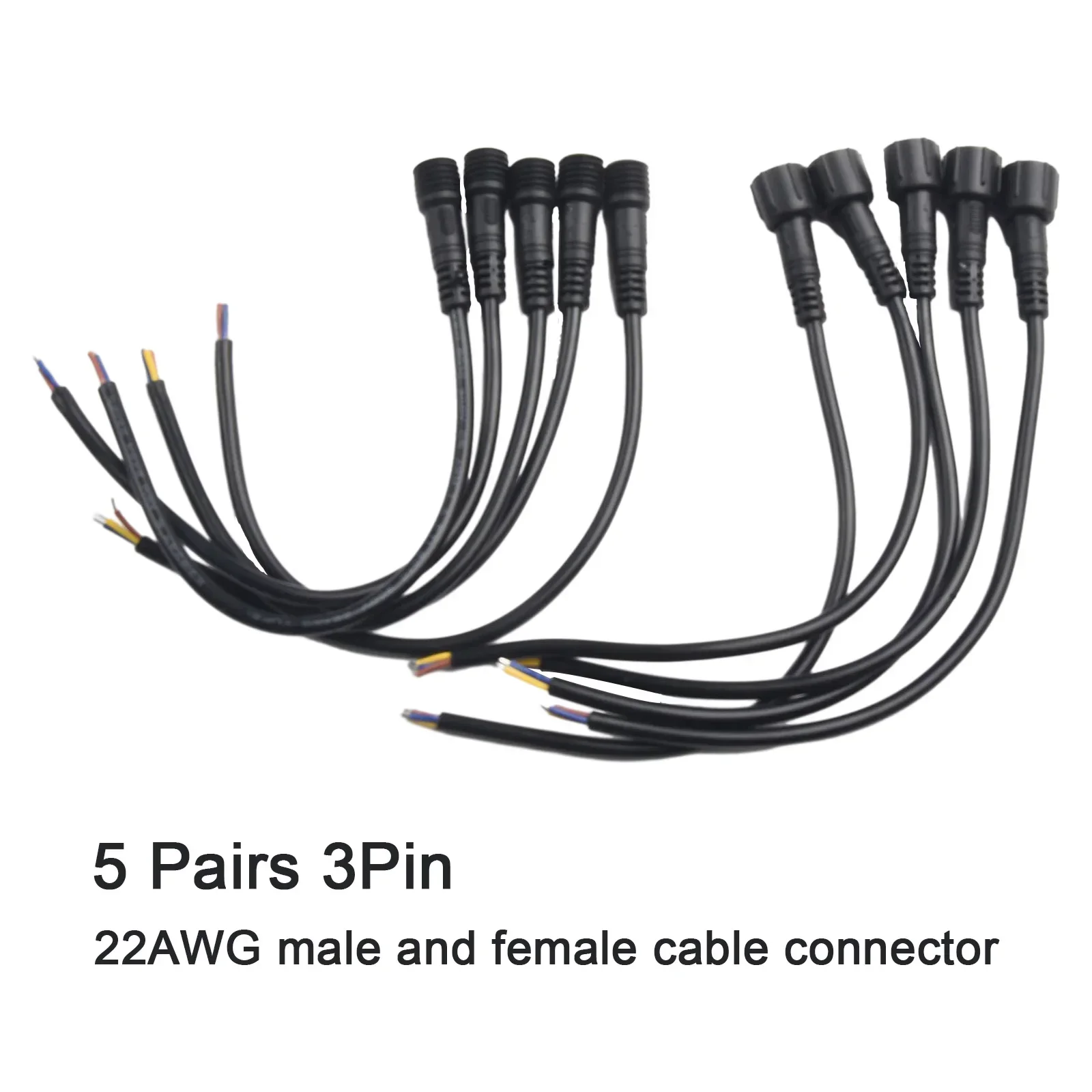 5 пар IP65 водонепроницаемый 2/3-контактный провод 22AWG светодиодный кабельный разъем