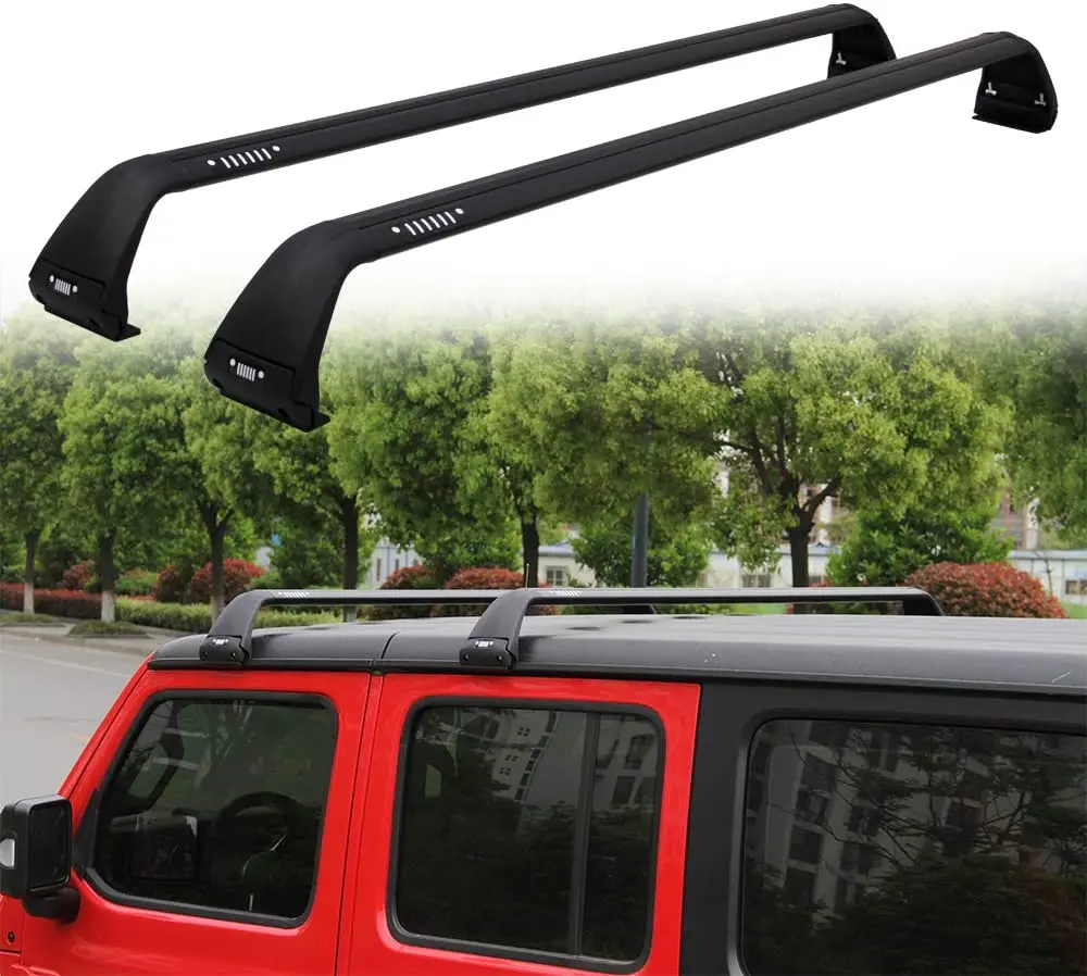 

2Pcs Fits for 2007-2022 Jeep Wrangler JK JL Gladiator JT 4XE 2 & 4 Door Roof Rail Rack Cross Bar Crossbar Kayak Luggage Carriers