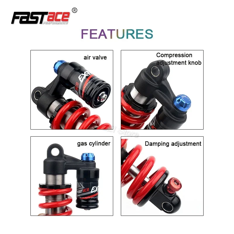Фото FASTACE DBA53RC Задний амортизатор MTB 190 мм/200 мм/210 мм/220 мм/240 мм * 550 фунтов Амортизатор для горного велосипеда Downhill DH DNM rcp2S №5