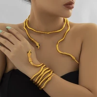 2022 new punk multilayer metal gold color cool bendy snake necklace women vintage chunky chain grunge neck jewelry steampunk men