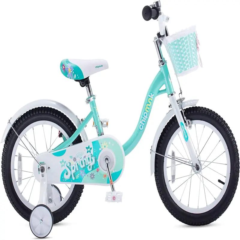 

Pretty Green 14 Inch Kids Bike with Training Wheel Options and Basket for Girls Ages 3-9 Years.