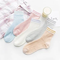 3pairslot summer thin long socks for women fashion hollow japanese style harajuku leisure socks kawaii cute glass filament sock