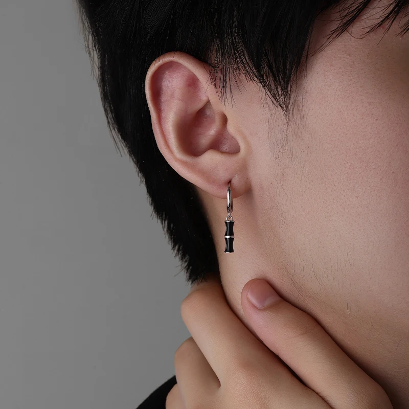 Бамбуковые серьги мужские из стерлингового серебра модные необычные рюши