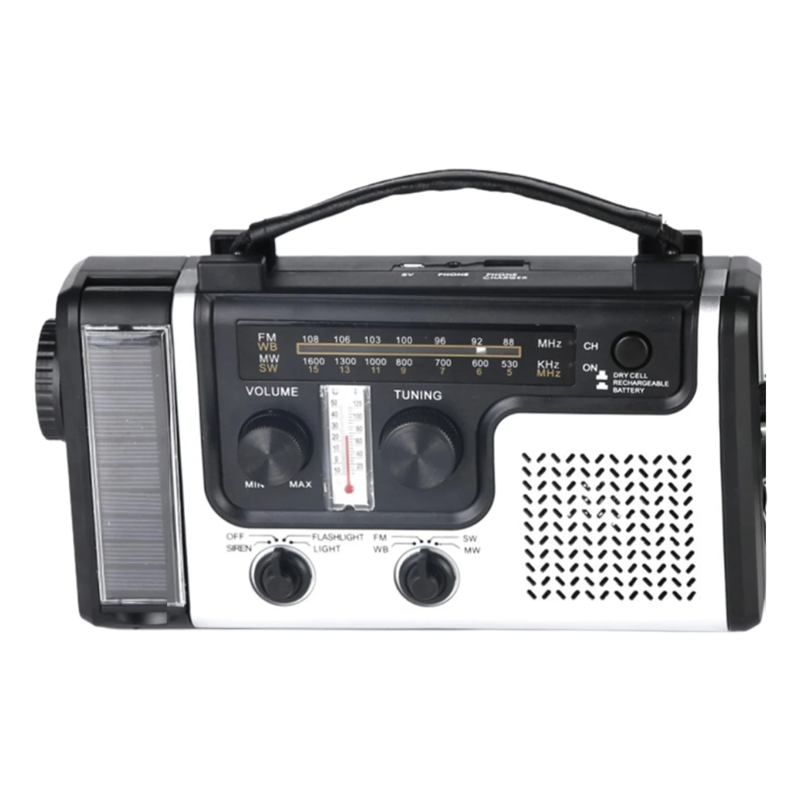 

NOAA Emergency Weather Radio Portable Power Bank With Solar Charging 1200mah Solar-Powered Hand-Cranked Rechargeable Electric