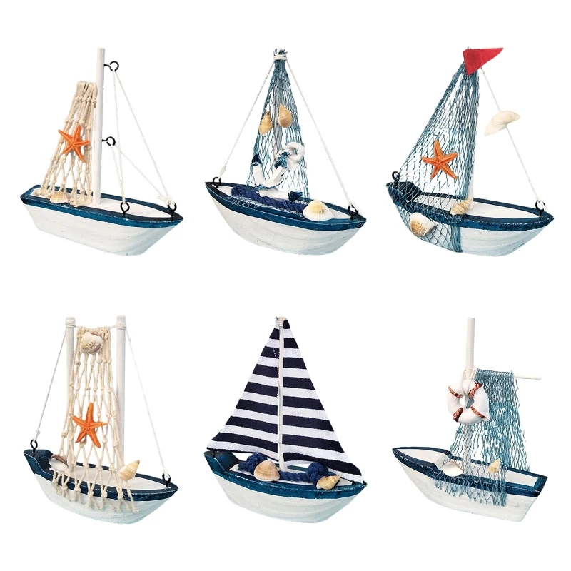 

Wooden Miniature Model Ship Decor Tabletop Ornament