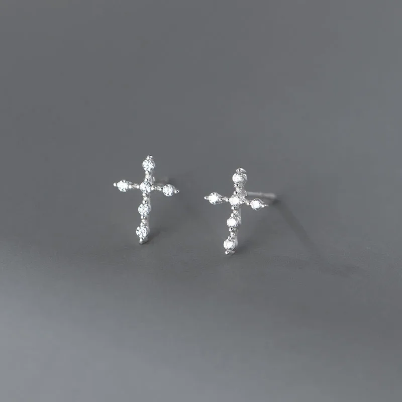 

HMES Real S925 Silver Stud Earrings Women'S Fashion Simple Zircon Exquisite Earrings Jewelry Girls Holiday Gift Jewelry