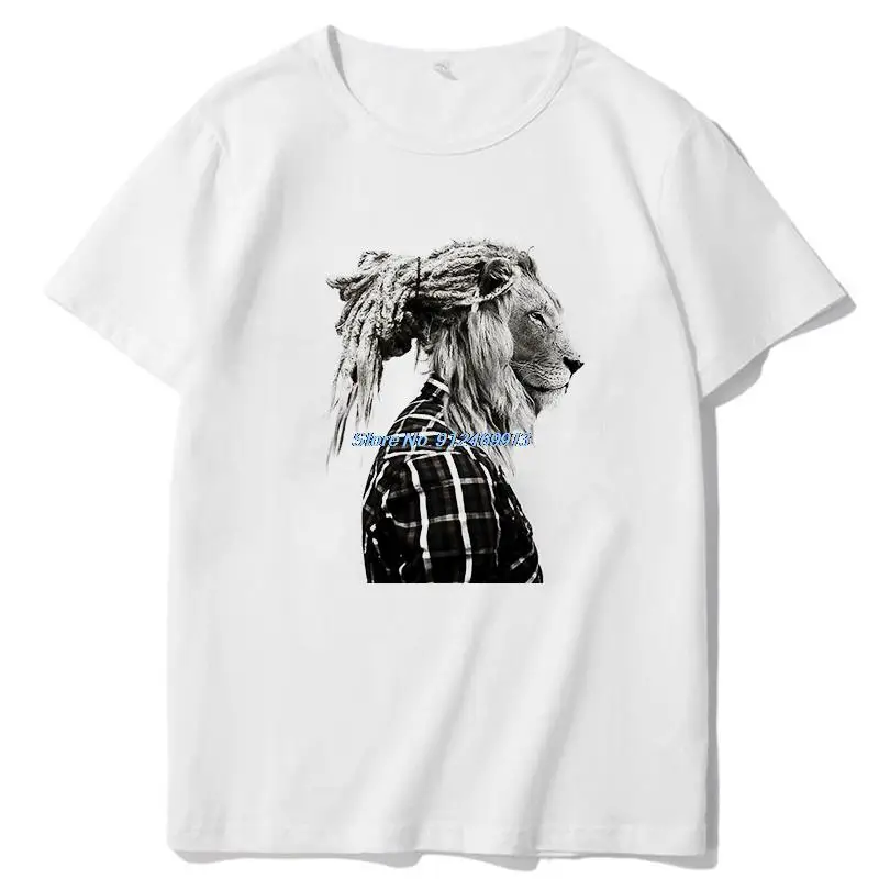 

Рраста Футболка мужская с коротким рукавом, смешная художественная одежда с принтом льва, уличная одежда в стиле Харадзюку, летняя одежда