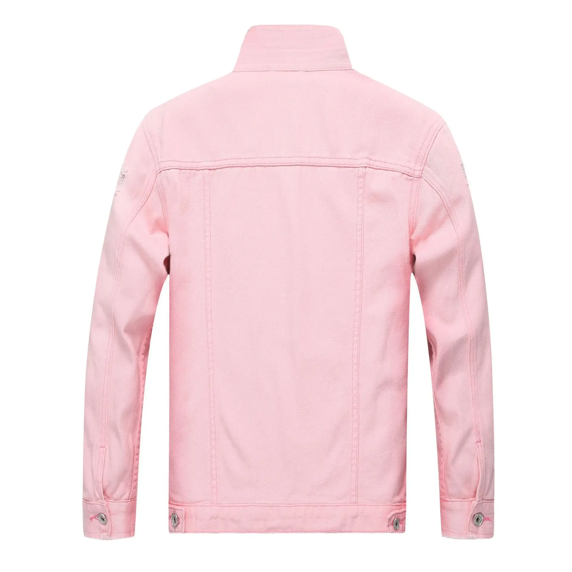 Джинсовые куртки мужские с воротником-стойкой модные рваные джинсовые пальто в